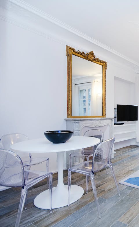 Have a French cheese and wine night at the large dining table