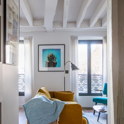 Cosy living space with exposed beams