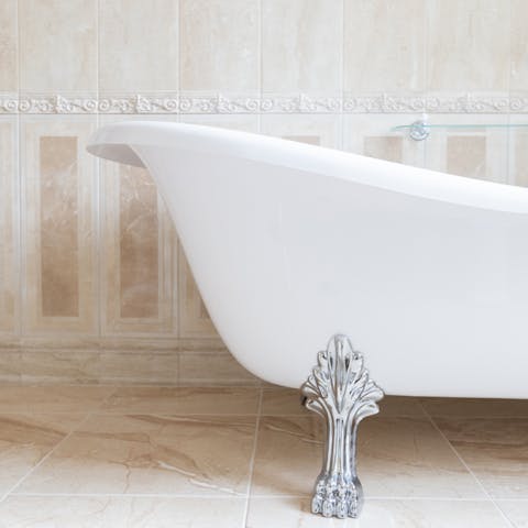 A free-standing bathtub