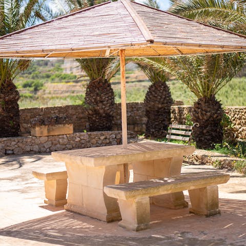 Grill some locally bought ingredients on the barbecue and enjoy on the alfresco table