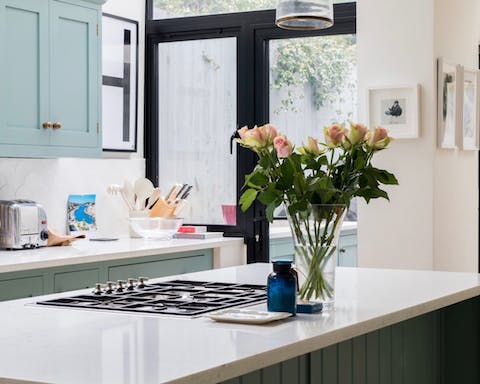 The farmhouse-style kitchen