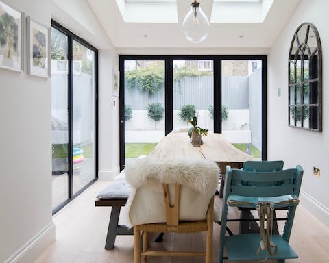 The bright dining area