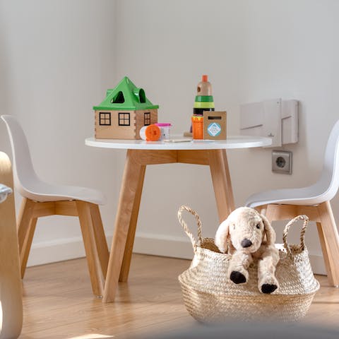 Let younger guests play at the child-size table