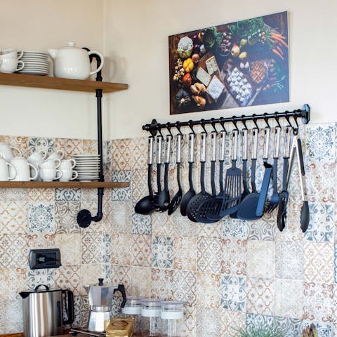 Cook up an Italian feast from the home's authentic Italian kitchen