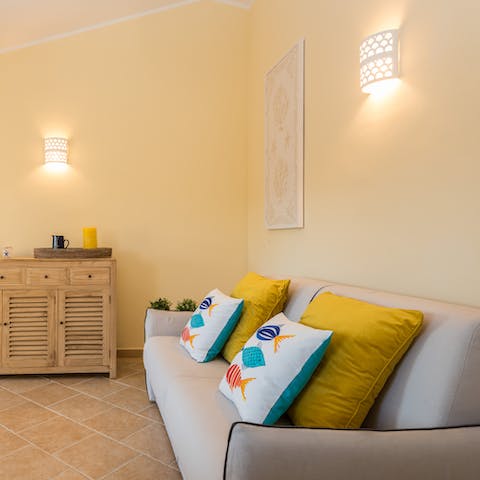 Unwind on the sofa with a glass of Vermentino