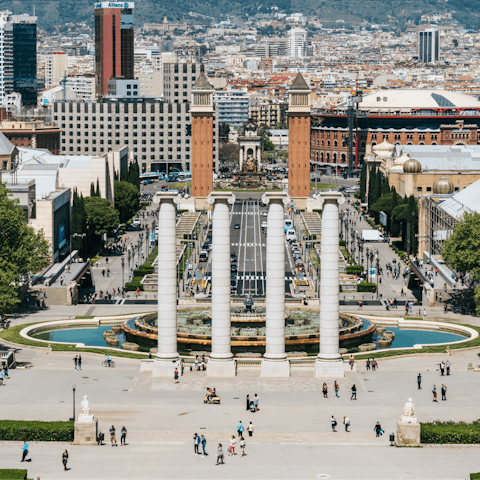 Visit Plaça d'Espanya, a ten-minute walk away