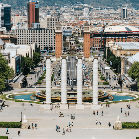 Visit Plaça d'Espanya, a ten-minute walk away