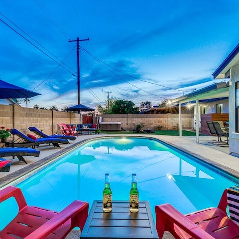 Cool off in the large swimming pool