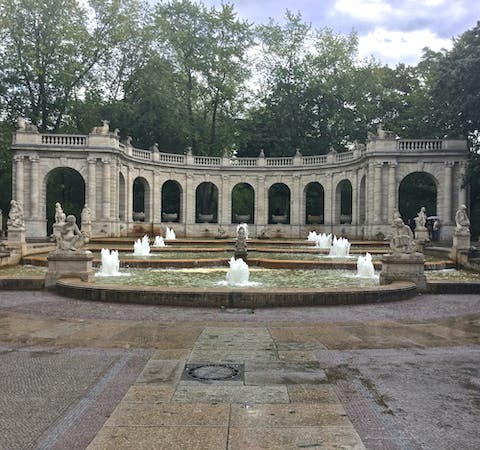 Take a stroll through Volkspark Friedrichshain, a fifteen-minute walk away