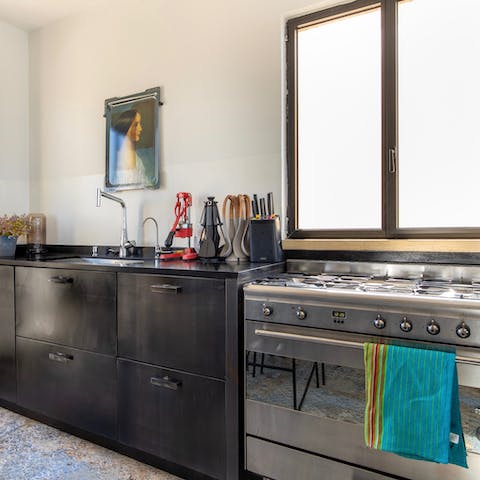 The industrial-style kitchen