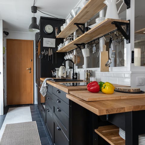 Knock up a croque madame in the beautiful country-style kitchen
