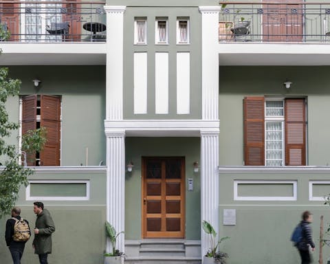 The building's unique façade