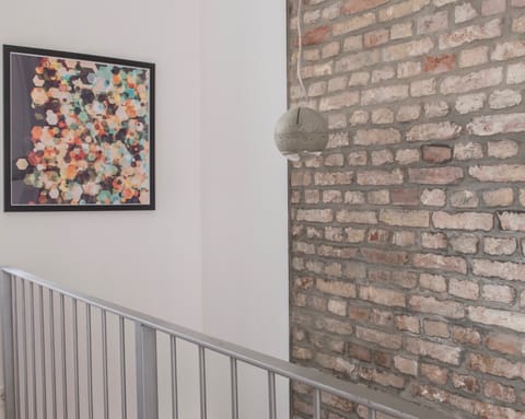 The exposed brickwork