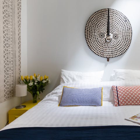 Tranquil bedroom in the basement