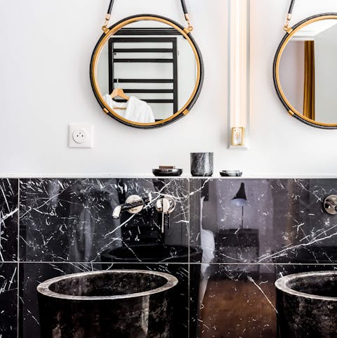 Spotless marble bathroom