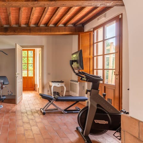 Get a workout in – there's a handy gym here