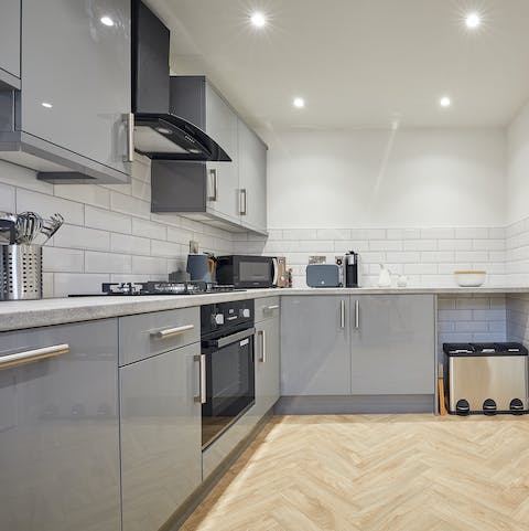 Cook up a storm in the sleek kitchen