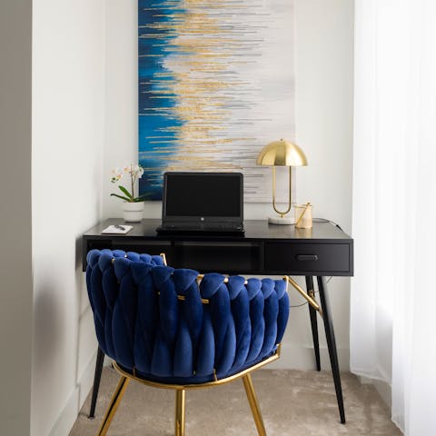 Get some remote work done at the desk in the bedroom