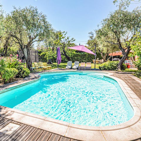Relax by the private pool, surrounded by fragrant lemon trees