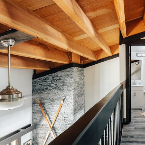 The wood-panelled high ceiling