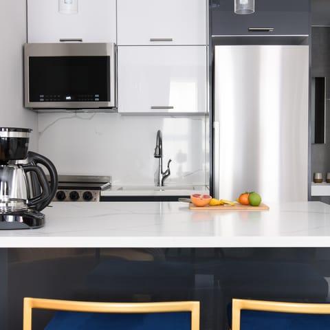 Whip up a meal in the kitchen and enjoy it around the breakfast bar