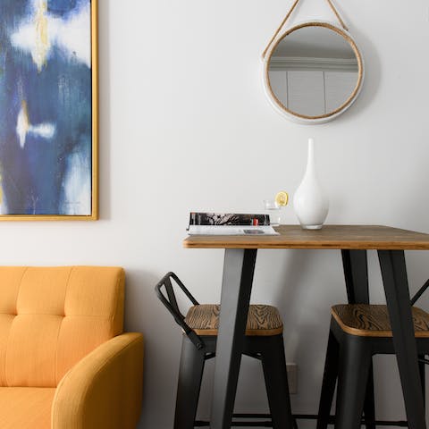 The bar table and stools