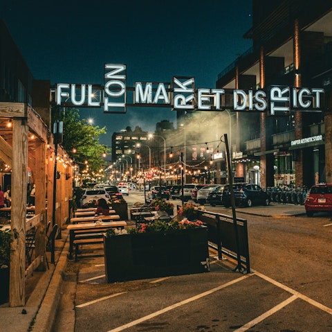 Grab a bite in the trendy Fulton Market District, a short walk away