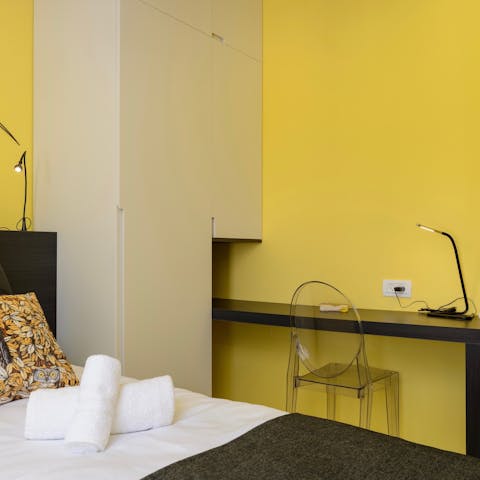 Wake up to vibrant, zesty colours in the bedrooms