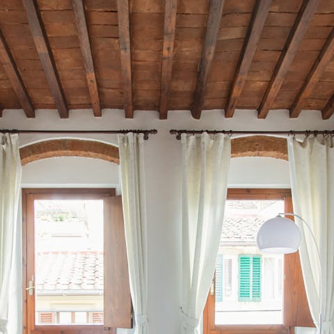 The original wooden ceiling