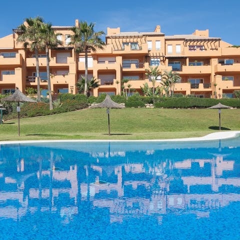 Start your day with a leisurely swim in the resort's shared pool
