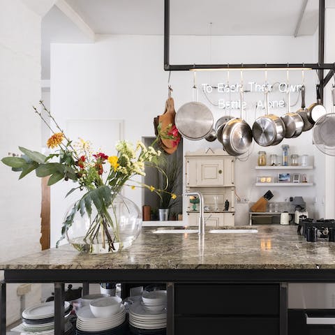 The open plan kitchen