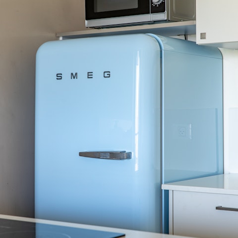 The baby blue Smeg fridge
