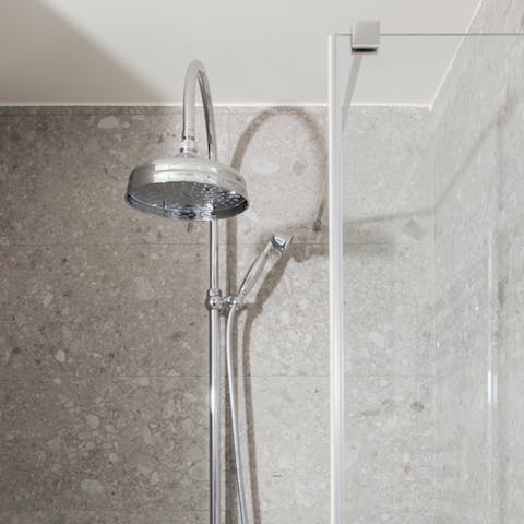 A luxurious rainfall shower