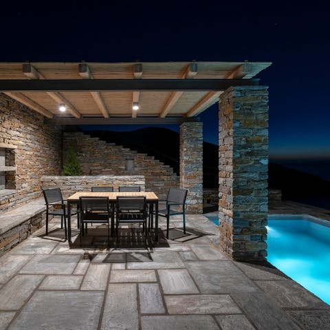 Stay up late on the terrace, socialising over dinner cooked on the barbecue