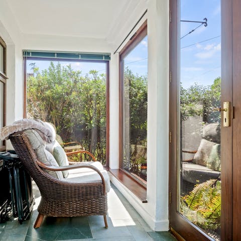 Make a cup of tea and enjoy views of the garden