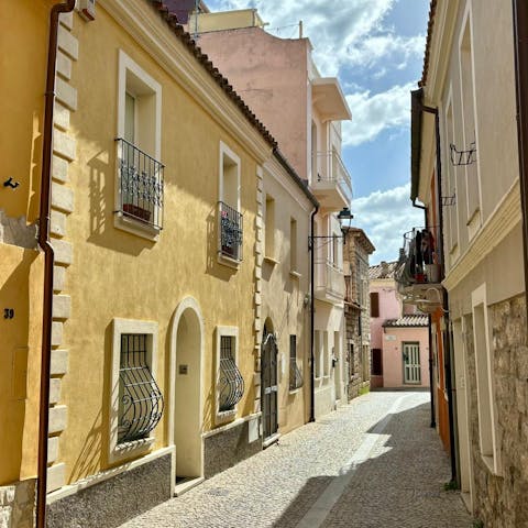 Stay on a quiet street in the centre of Olbia