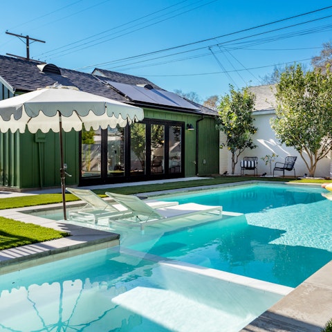 Cool off in the pool after a sunbathing session