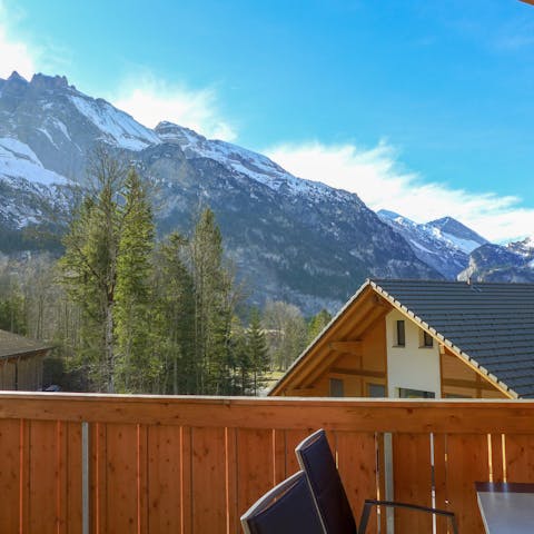 Breathe in the mountain air from the balcony