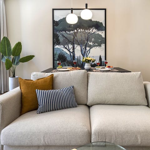 Have a rest on the comfy sofa after exploring Lisbon