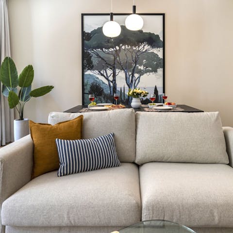 Have a rest on the comfy sofa after exploring Lisbon