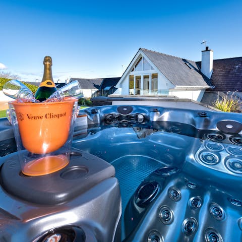 See sunset in style from your private hot tub