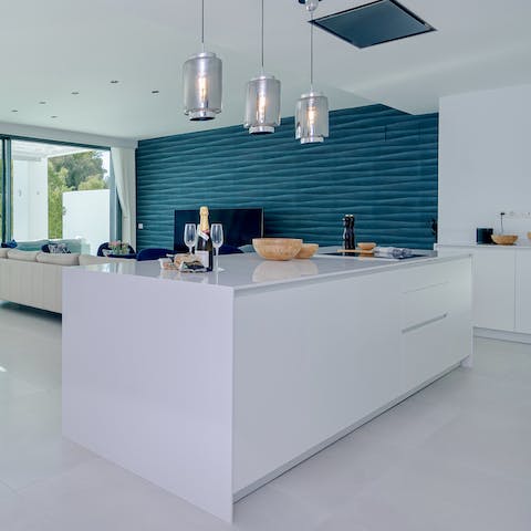 Gather around the kitchen island to share of bottle of Spanish wine and debrief on the day's adventures