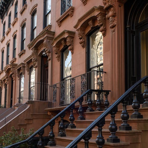The brownstone façade