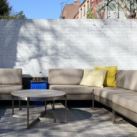 A sun-dappled back garden