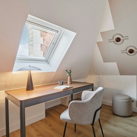 Work from home at the desk in the eaves