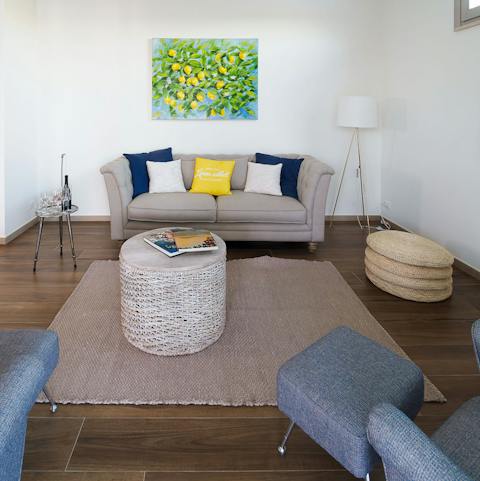 Snuggle up in the comfy lounge area