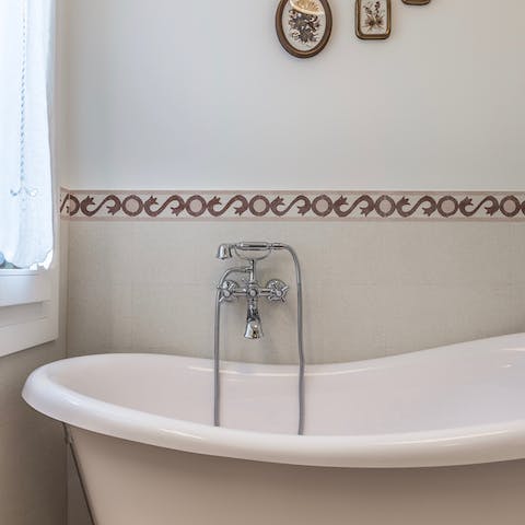 Soak in the elegant bathtub