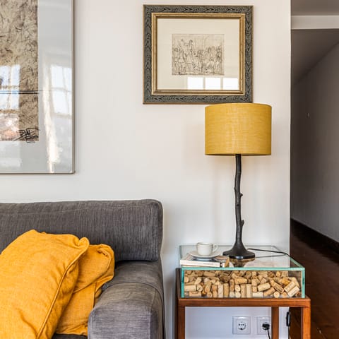 Enjoy quirky touches in keeping with your surroundings like the cork-filled end table