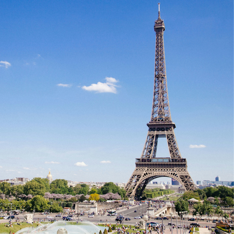 Begin your Parisian stay with a trip to the Eiffel Tower