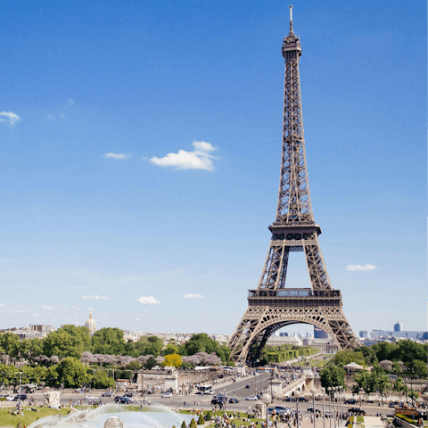 Begin your Parisian stay with a trip to the Eiffel Tower